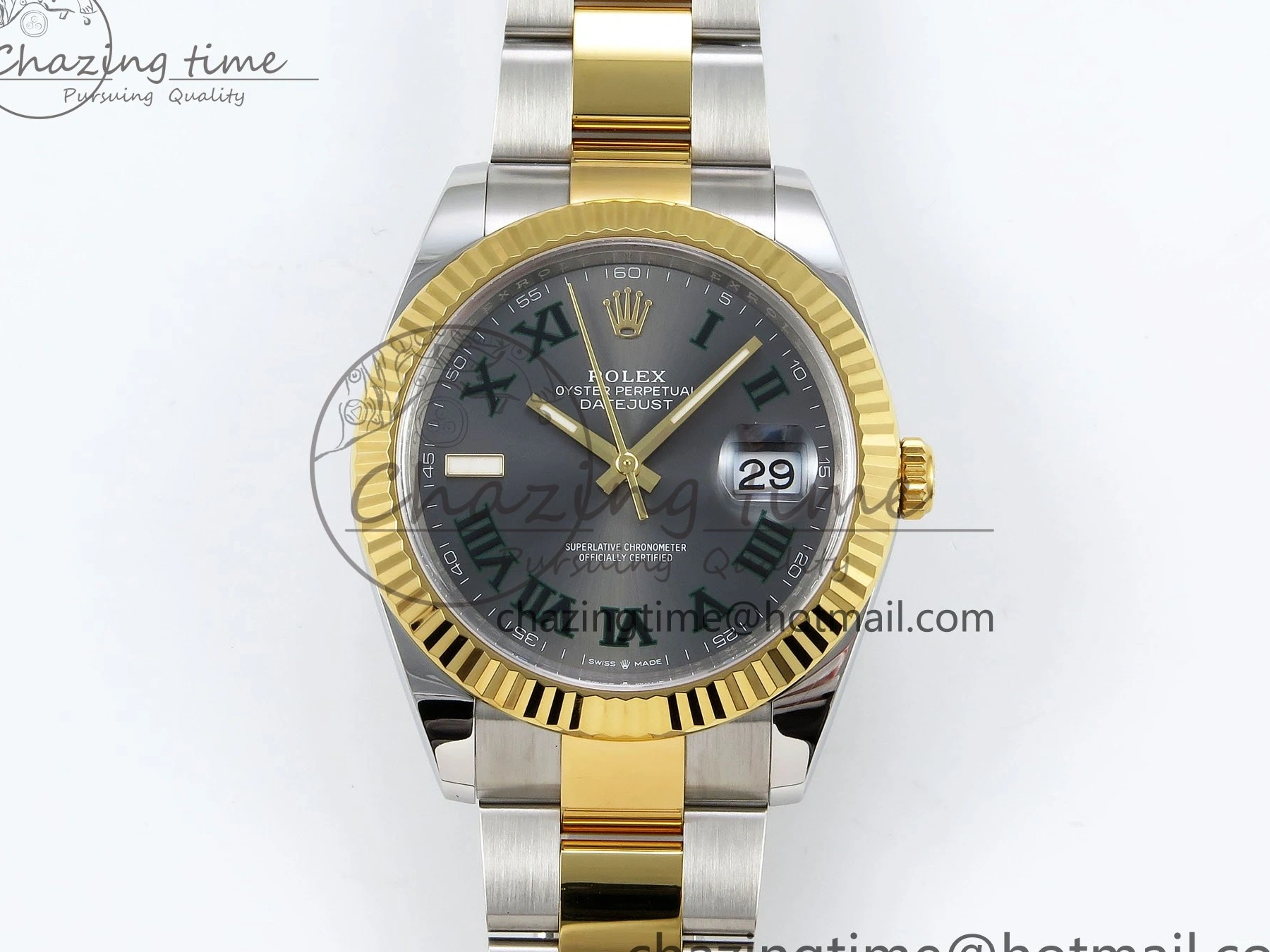 MiroTime 0131 DateJust 41 126333 Clean 1:1 Best Edition 904L Steel Gray Dial Green Roman Marker on SS YG Oyster Bracelet VR Popular 1564